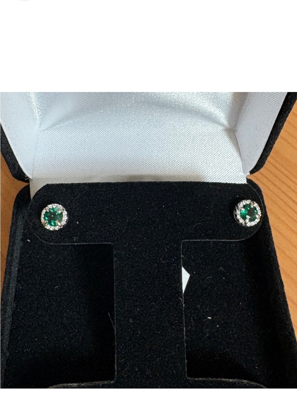 Custom Emerald Diamond Halo Stud Earrings